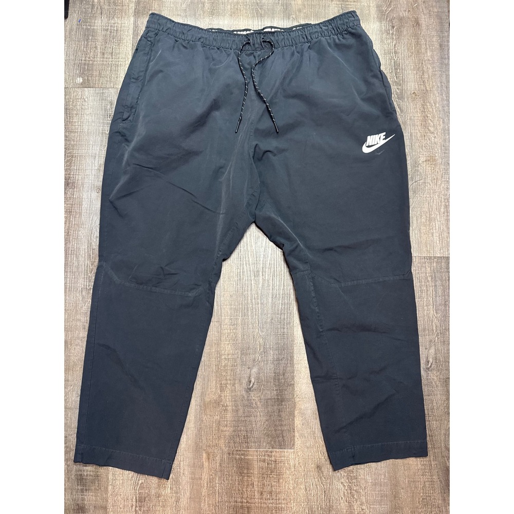 Nike Mens XXL Black Woven Sportswear Track Pants Stretch Zip Pockets - Picture 1 of 6